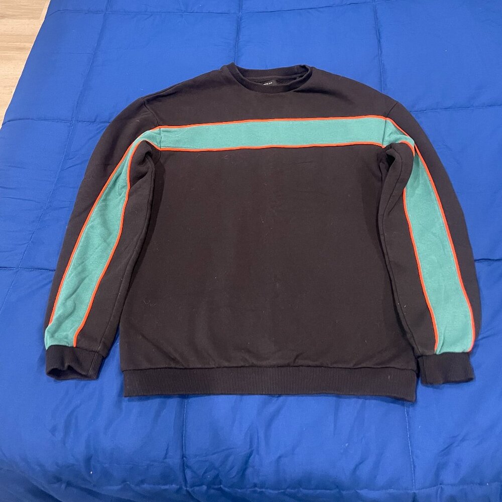 Cotton On Colorblock Crewneck Sweatshirt - Black/Teal/Orange - Size XS